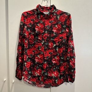 American Apparel Long-Sleeve Button Down, Roses Print